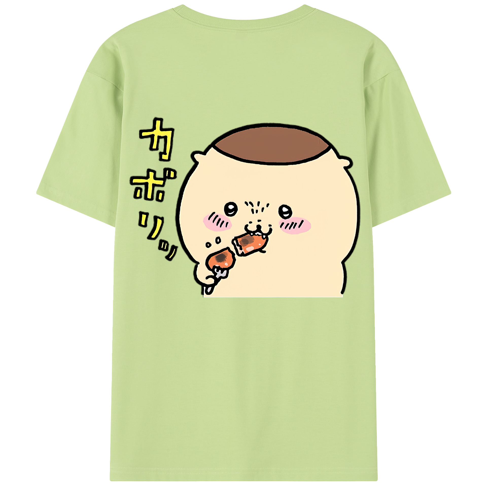 （画像用） ちいかわ くりまんじゅう Chii-kawa kuri manjū 綿100％半袖Tシャツ（背面プリント）